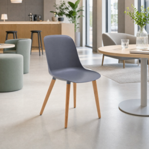 Anthracite Durable Indoor Chair – Modern Armless Design with Wooden Base in lounge setting