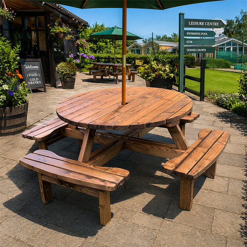 Emperor Round 8 Seater Outdoor Picnic Bench
