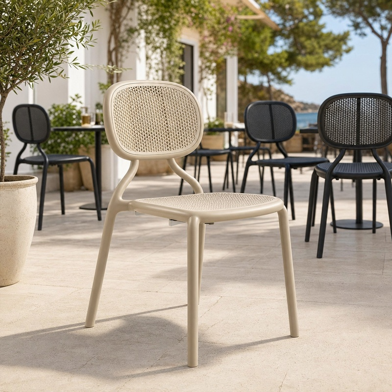 Drift Woven-Effect Outdoor Side Chair for Hospitality