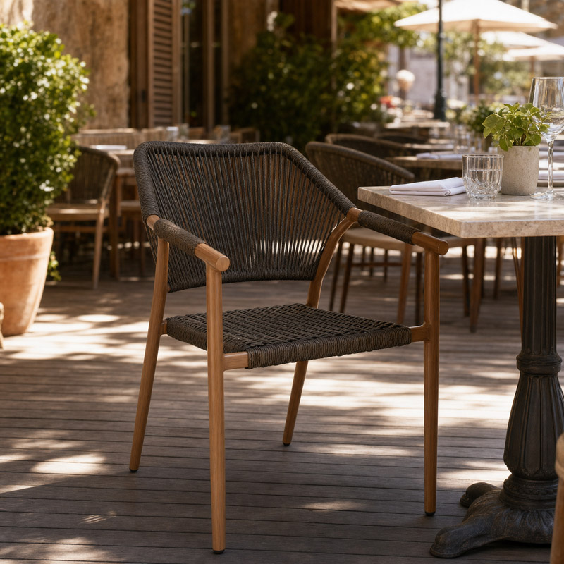 Solara Rope Outdoor Stacking Arm Chair – Bronze