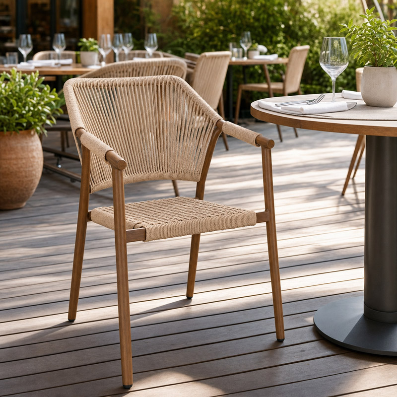 Solara Rope Outdoor Stacking Arm Chair – Cream
