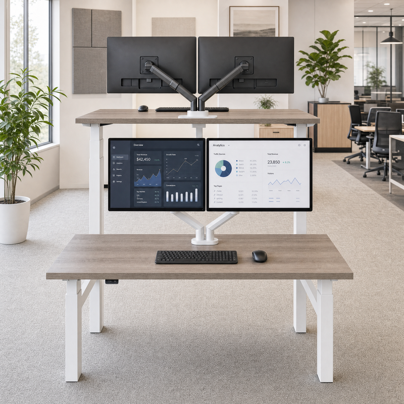 Lavoro Duo Light Grey Frame Back-to-Back Height Adjustable Desk – 1800×800