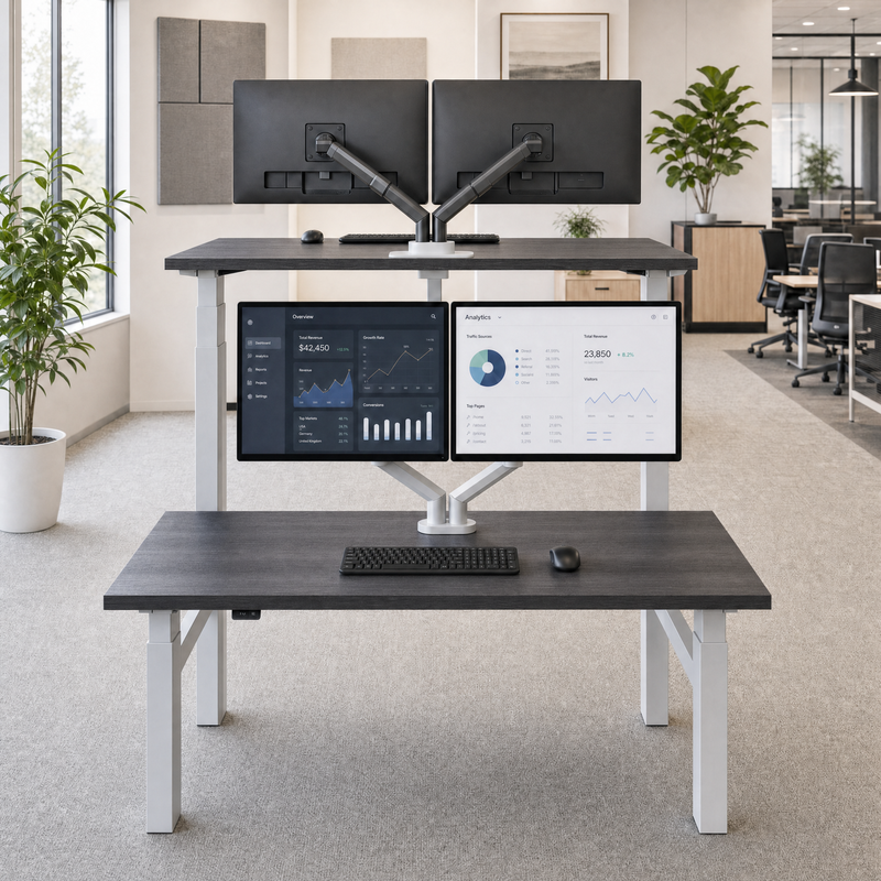 Lavoro Duo Silver Frame Back-to-Back Height Adjustable Desk – 1800×800