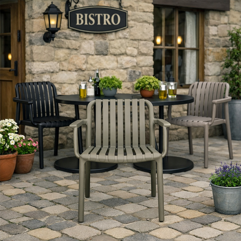 Vento Stacking Outdoor Armchair – Modern Slatted Design