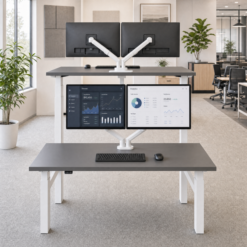 Lavoro Duo White Frame Back-to-Back Height Adjustable Desk – 1800×800