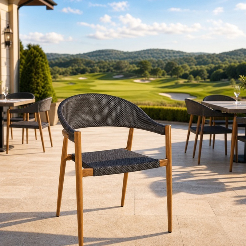 Salzburg Stacking Arm Chair with Natural Aluminium Frame
