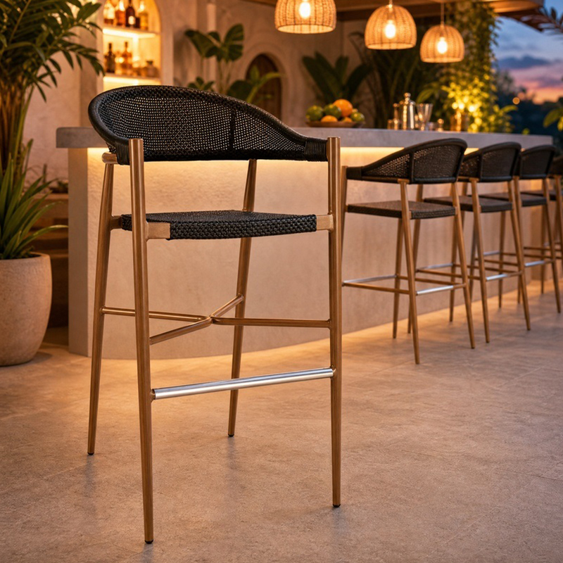 Salzburg High Stool with Natural Aluminium Frame