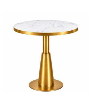Ares Round Dining Table with Crystal Marble Top with Gold Edge