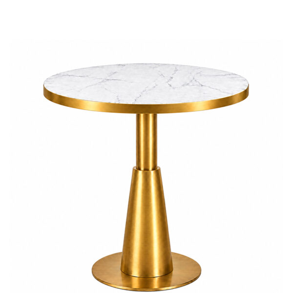 Ares Round Dining Table with Crystal Marble Top with Gold Edge