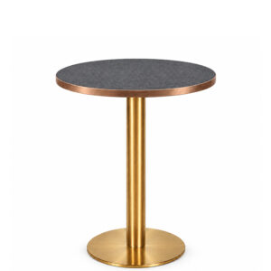 Zeus Brass Round Dining Table – Cupria Slate Top with Copper Edge