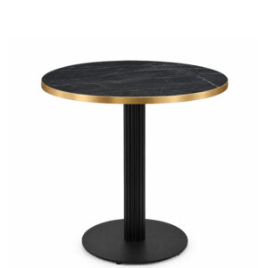 Omega Complete Dining Table - Black Marble with Gold Edge