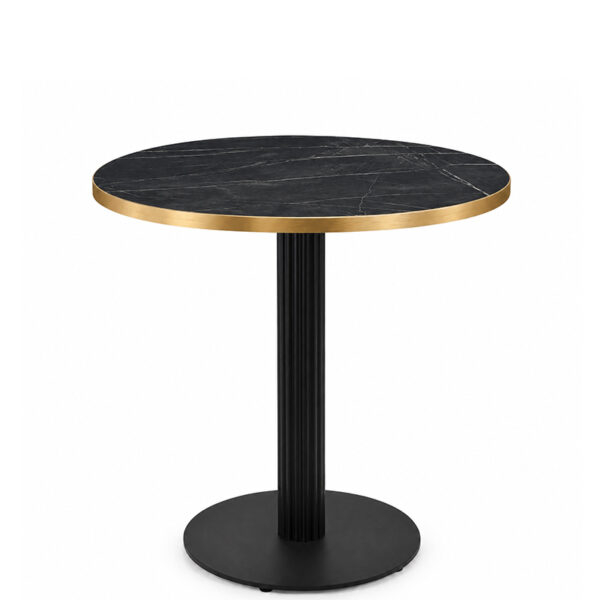 Omega Complete Dining Table - Black Marble with Gold Edge