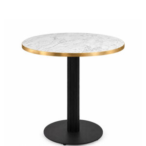 Omega Complete Dining Table - White Marble with Gold Edge