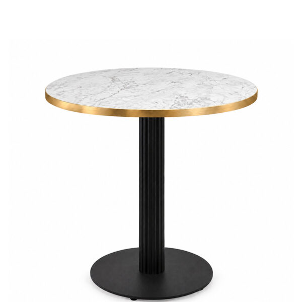 Omega Complete Dining Table - White Marble with Gold Edge