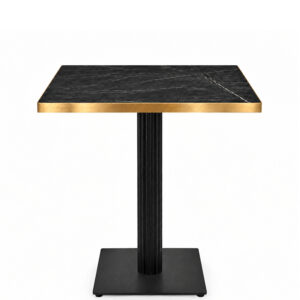 Omega Complete Square Dining Table - Black Marble with Gold Edge