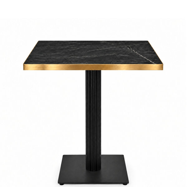Omega Complete Square Dining Table - Black Marble with Gold Edge
