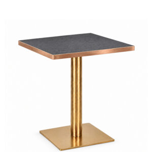 Zeus Brass Square Dining Table – Cupria Slate Top with Copper Edge